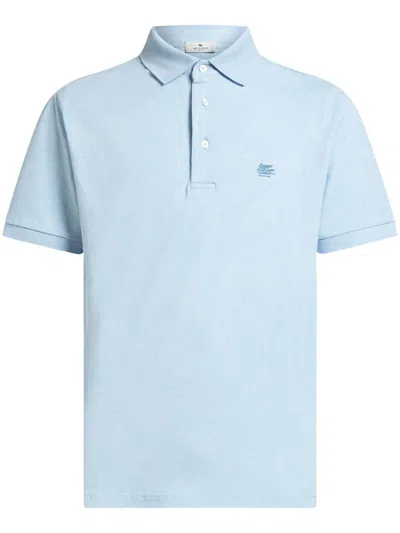 Etro Poloshirt Mit Paisley-jacquard-muster In Blue