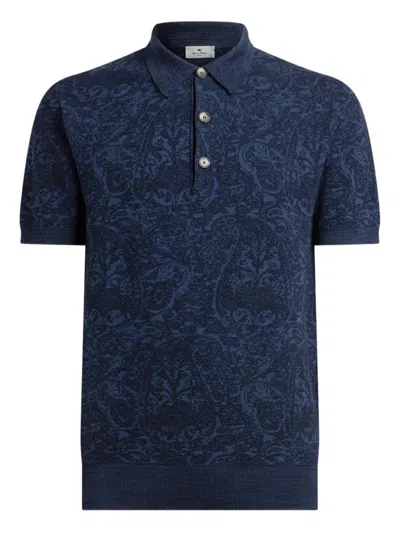 Etro Polo Shirt With Pegasus Embroidery In Blue