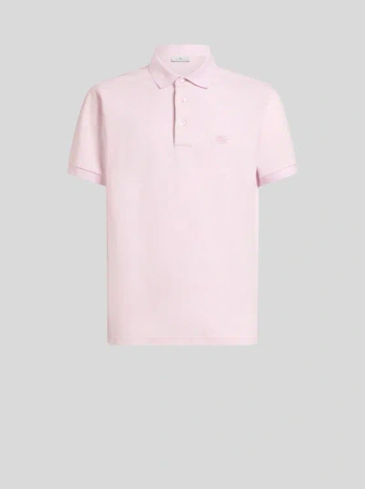 Etro , Paisley Jacquard Polo Shirt, Man, Pink, Size Xxl In Rosa