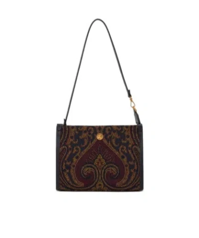 Etro Paisley Jacquard Pouch In Brown