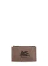 Etro Paisley Jacquard Pouch Small In Brown