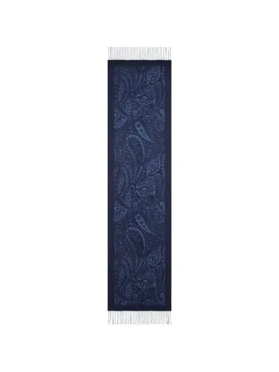 Etro Paisley Jacquard Scarf In Blue