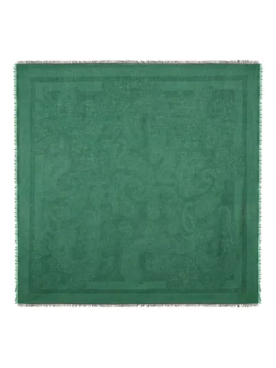 Etro Paisley Jacquard Shawl In Green