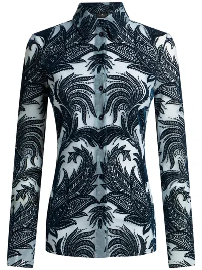 Etro Paisley-jacquard Shirt In Blue