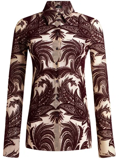 Etro Paisley-jacquard Shirt In Dunkelbraun