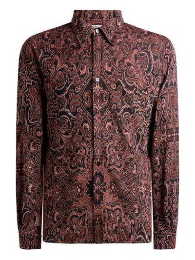 Etro Paisley-jacquard Shirt In Brown