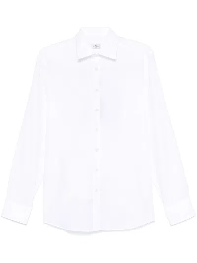 Etro Paisley-jacquard Cotton And Lyocell-blend Shirt In White