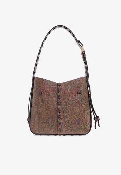 Etro Paisley Jacquard Shoulder Bag In Purple