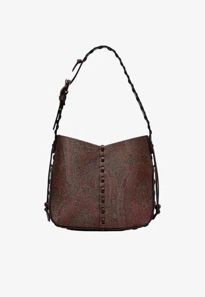 Etro Paisley Jacquard Shoulder Bag In Brown