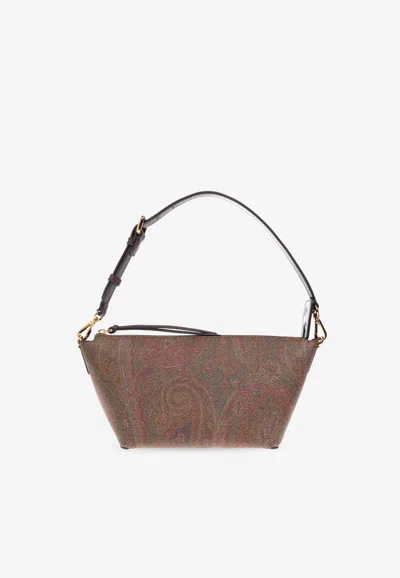 Etro Paisley Jacquard Shoulder Bag In Brown