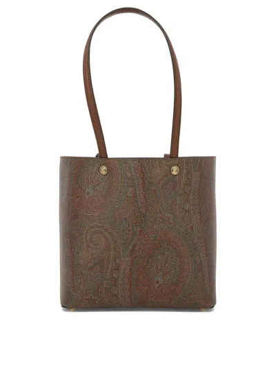 Etro Paisley Jacquard Shoulder Handbag In Maroon In Burgundy