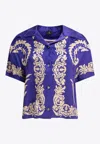 Etro Blue Floral-print Viscose Shirt In Blue