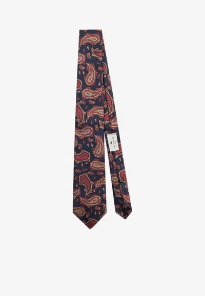 Etro Paisley Jacquard Silk Tie In Blue