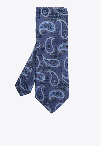 Etro Paisley-jacquard Silk Tie In Blue