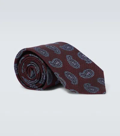 Etro Paisley Jacquard Silk Tie In Brown