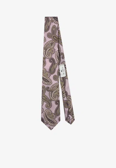 Etro Paisley Jacquard Silk Tie In Pink