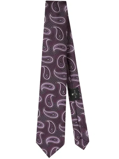 Etro Paisley-jacquard Silk Tie In Purple