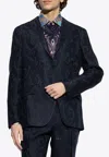 Etro Paisley Jacquard Single-breasted Blazer In Blue
