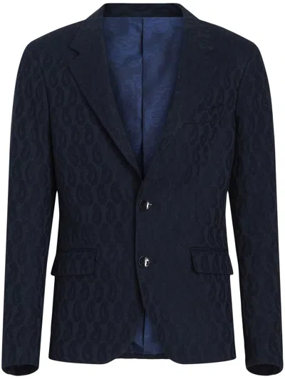 Etro Paisley-jacquard Single-breasted Blazer In Blue