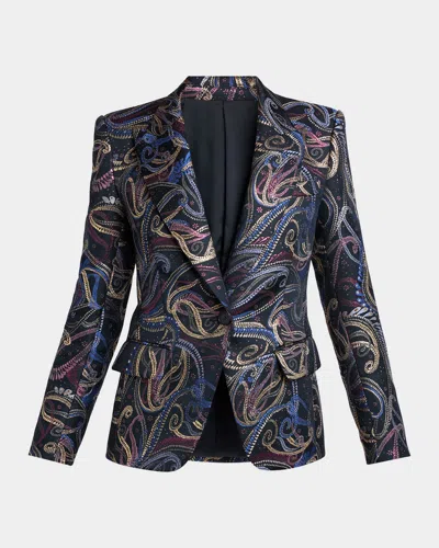 Etro Paisley Jacquard Single-breasted Blazer In Gray