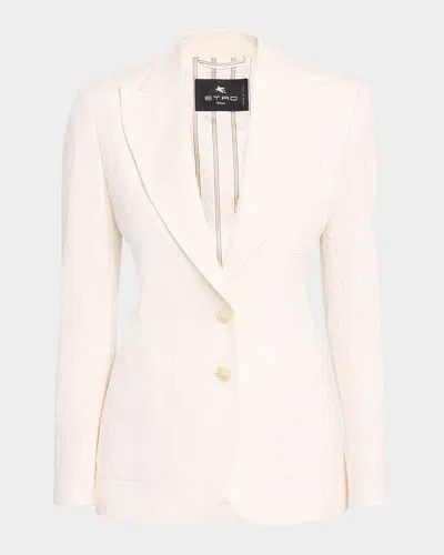 Etro Paisley Jacquard Single-breasted Jacket In Light Cream