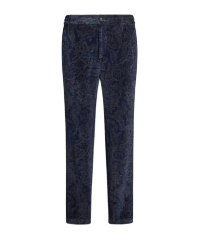 Etro Paisley-jacquard Slim-cut Trousers In Black