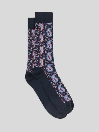 ETRO , PAISLEY JACQUARD SOCKS, MAN, BLUE, SIZE II
