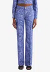 Etro Flared Denim Jeans With Paisley Pattern In Blue