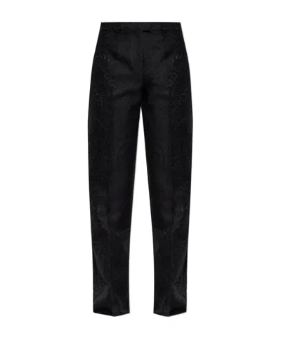 Etro Paisley Jacquard Straight-leg Tailored Trousers In Black