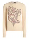 Etro Wool And Cashmere Sweater With Embroidery In Neutral