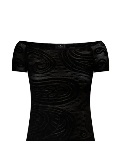 Etro Paisley Jacquard Sweater In Black