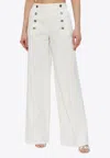 Etro , Trousers With Pegaso Buttons, Woman, White, Size 44 In Cream