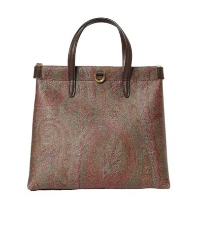 Etro Paisley Jacquard Tote Bag In Brown