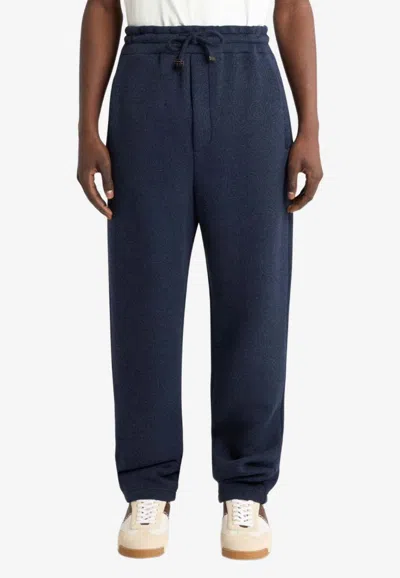 Etro Paisley Jacquard Track Pants In Blue