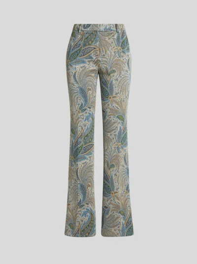 Etro Paisley Jacquard Trousers In Light Blue