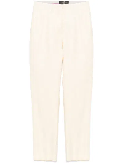 Etro Paisley-jacquard Trousers In Nude