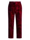 Etro Paisley-jacquard Velvet Trousers In Red