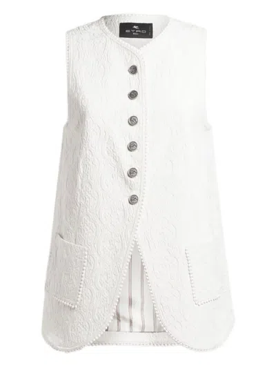 Etro , Paisley Jacquard Waistcoat, Woman, White, Size 46
