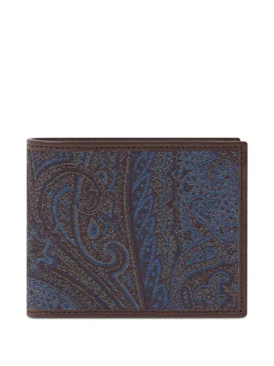 Etro Paisley Jacquard Wallet In Blue