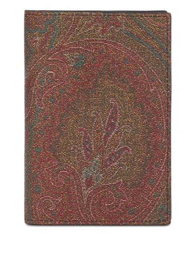 Etro Paisley Jacquard Wallet In Brown