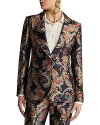 Etro Woman Blazer Midnight Blue Size 4 Polyester In Multi-color