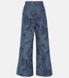 Etro Denim-jacquard High-rise Wide-leg Jeans In Blau