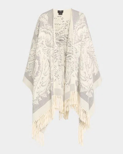 Etro Paisley Jacquard Wool Cape In Neutral