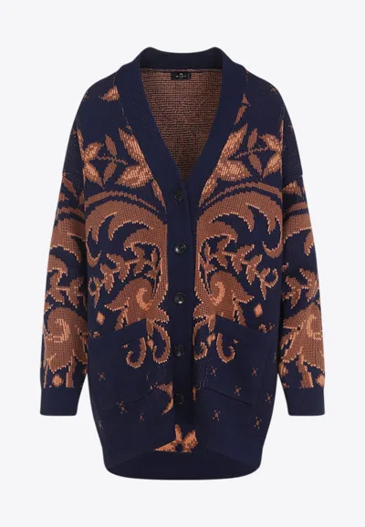 ETRO PAISLEY-JACQUARD WOOL CARDIGAN