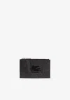 Etro Paisley Jacquard Zip Cardholder In Black
