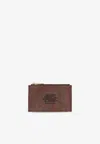 Etro Paisley Jacquard Zip Cardholder In Brown