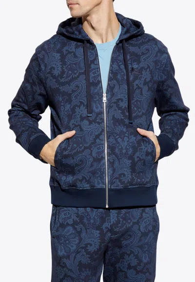 ETRO PAISLEY JACQUARD ZIP-UP HOODED SWEATSHIRT