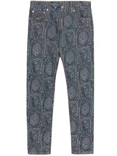 Etro Paisley Jeans In Blue