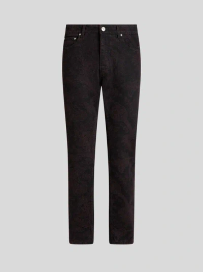 Etro Paisley-pattern Slim-fit Jeans In Red