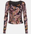 Etro Printed Jersey Top In Print On Black Base
